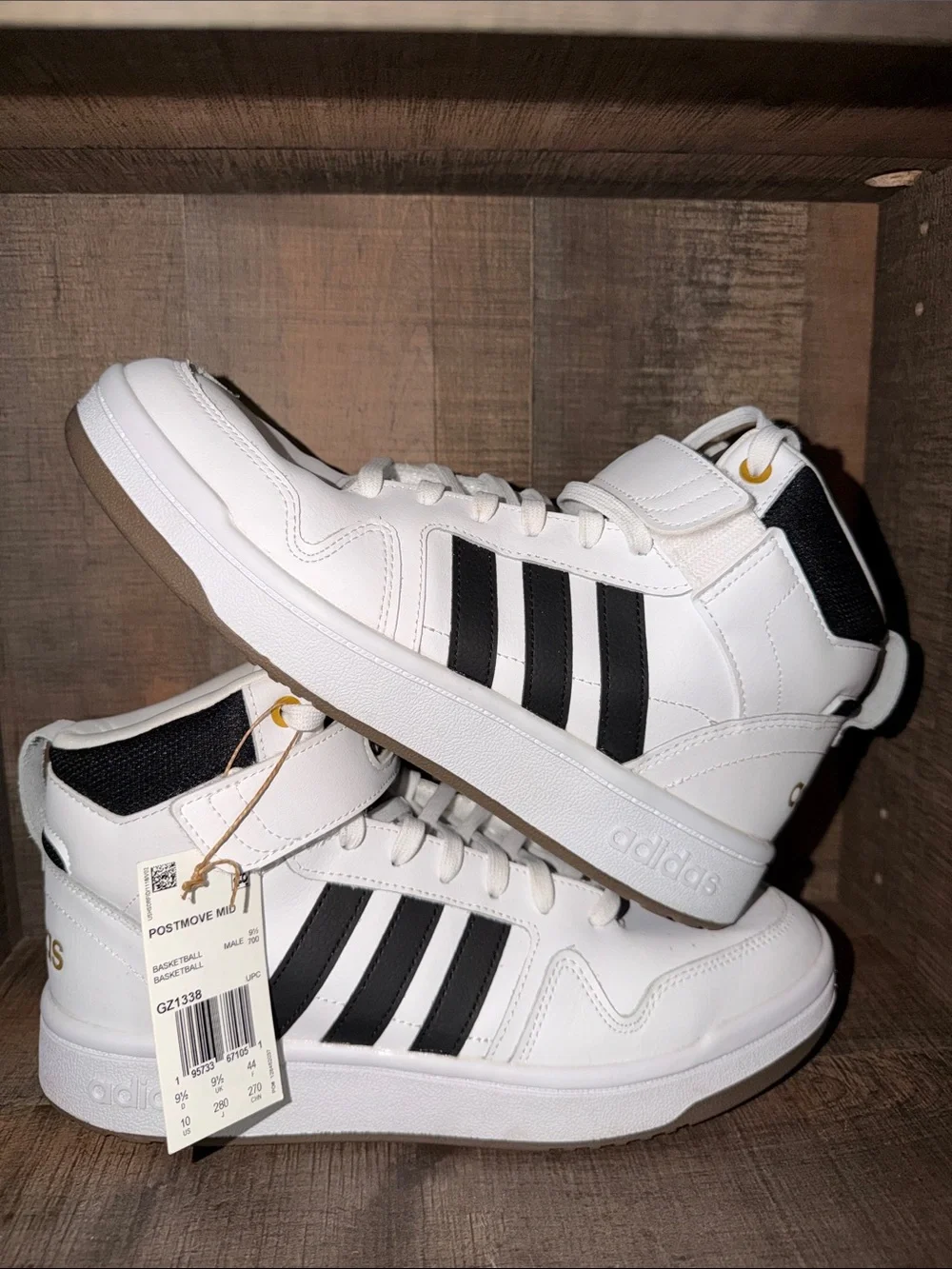 ADIDAS Men’s White and Black High-Top Athletic Sneakers-size 10